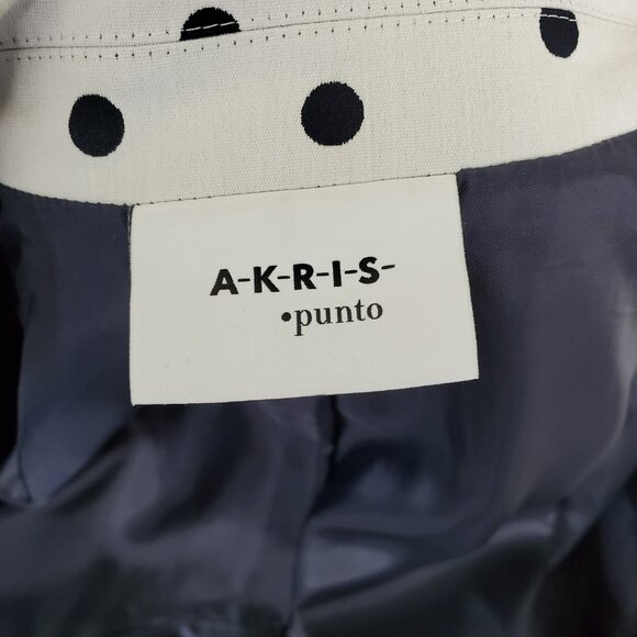 Akris Punto Light Gray Black Polka Dot Cotton Blend Single Button Blazer Size 6 - Picture 13 of 16